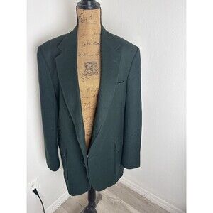 VTG Imperial By Haggar Dark Green 100% Wool 2 Button Blazer Sports Coat USA - 44
